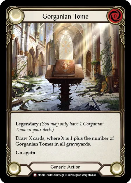 (CRU181) Flesh & Blood TCG Crucible of War - Unlimited Single: Gorganian Tome (Rainbow Foil) Majestic