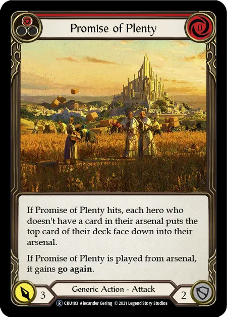 (CRU183) Flesh & Blood TCG Crucible of War - Unlimited Single: Promise of Plenty (Red) (Rainbow Foil) Rare