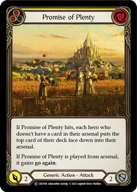 (CRU184) Flesh & Blood TCG Crucible of War - Unlimited Single: Promise of Plenty (Yellow) (Regular) Rare