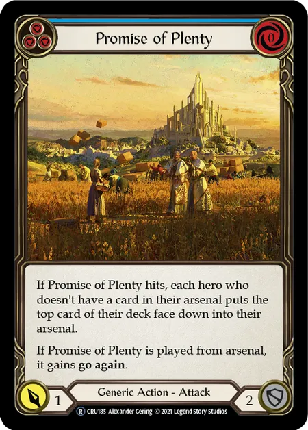 (CRU185) Flesh & Blood TCG Crucible of War - Unlimited Single: Promise of Plenty (Blue) (Regular) Rare