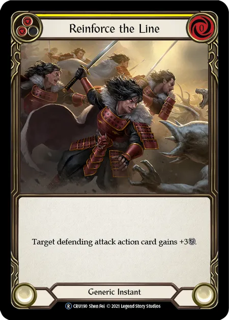 (CRU190) Flesh & Blood TCG Crucible of War - Unlimited Single: Reinforce the Line (Yellow) (Rainbow Foil) Rare