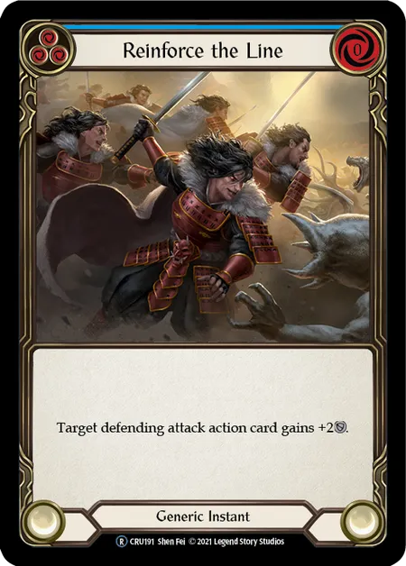 (CRU191) Flesh & Blood TCG Crucible of War - Unlimited Single: Reinforce the Line (Blue) (Rainbow Foil) Rare