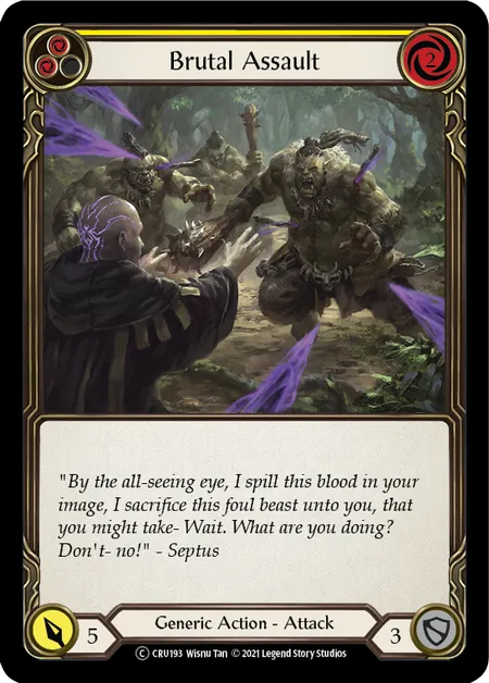 (CRU193) Flesh & Blood TCG Crucible of War - Unlimited Single: Brutal Assault (Yellow) (Regular) Common