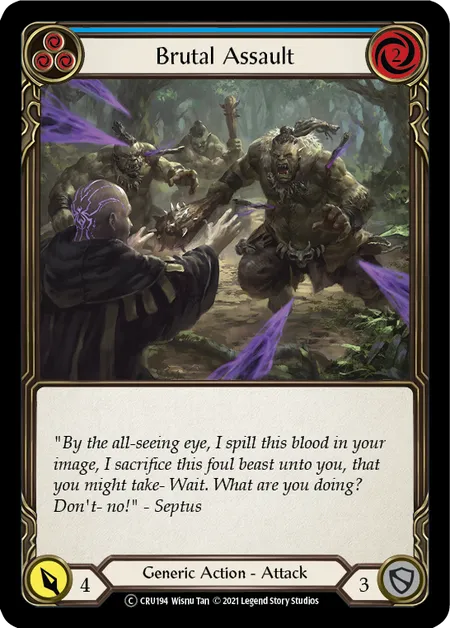(CRU194) Flesh & Blood TCG Crucible of War - Unlimited Single: Brutal Assault (Blue) (Rainbow Foil) Common