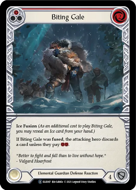 (ELE007) Flesh & Blood TCG Tales of Aria - Unlimited Single: Biting Gale (Red) (Rainbow Foil) Rare