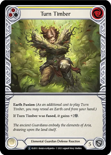 (ELE011) Flesh & Blood TCG Tales of Aria - Unlimited Single: Turn Timber (Yellow) (Rainbow Foil) Rare