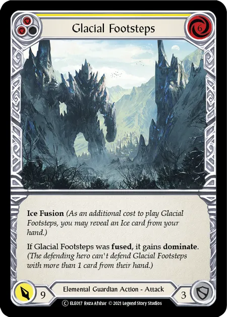 (ELE017) Flesh & Blood TCG Tales of Aria - Unlimited Single: Glacial Footsteps (Yellow) (Rainbow Foil) Common