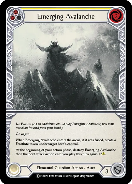 (ELE026) Flesh & Blood TCG Tales of Aria - Unlimited Single: Emerging Avalanche (Yellow) (Rainbow Foil) Common