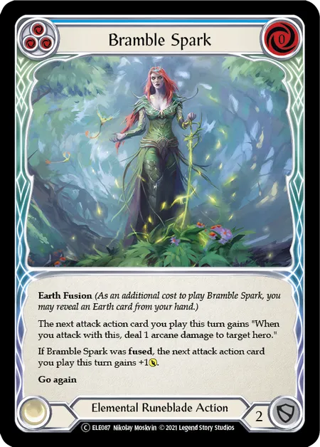 (ELE087) Flesh & Blood TCG Tales of Aria - Unlimited Single: Bramble Spark (Blue) (Rainbow Foil) Common