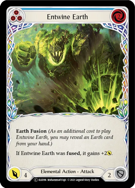 (ELE096) Flesh & Blood TCG Tales of Aria - Unlimited Single: Entwine Earth (Blue) (Rainbow Foil) Common