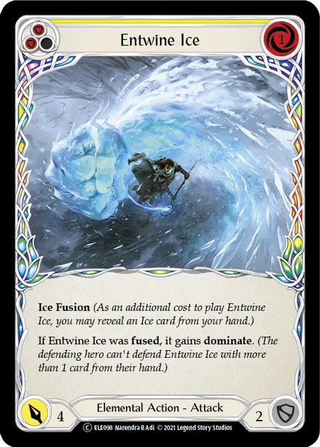 (ELE098) Flesh & Blood TCG Tales of Aria - Unlimited Single: Entwine Ice (Yellow) (Rainbow Foil) Common