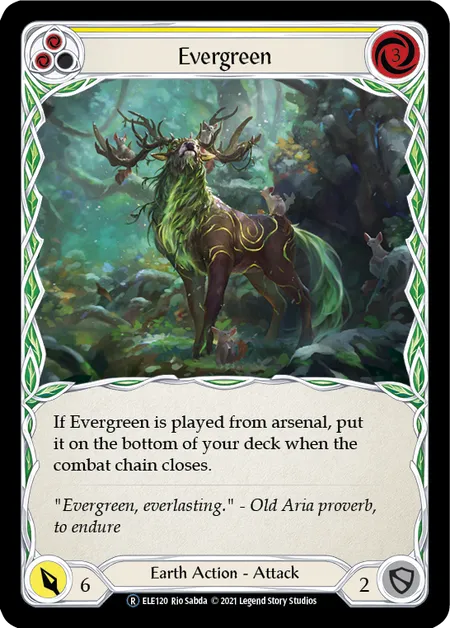 (ELE120) Flesh & Blood TCG Tales of Aria - Unlimited Single: Evergreen (Yellow) (Rainbow Foil) Rare