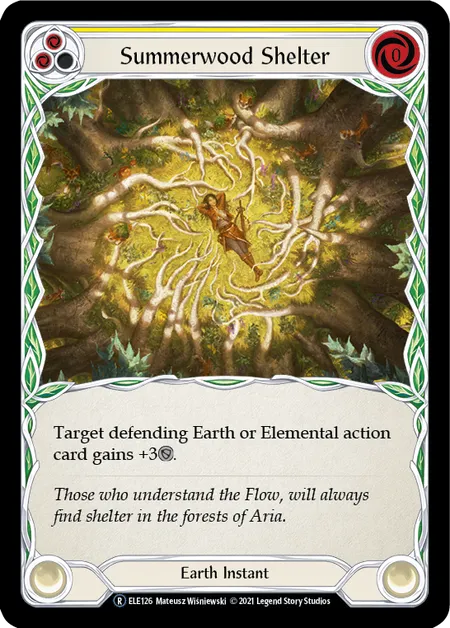 (ELE126) Flesh & Blood TCG Tales of Aria - Unlimited Single: Summerwood Shelter (Yellow) (Rainbow Foil) Rare