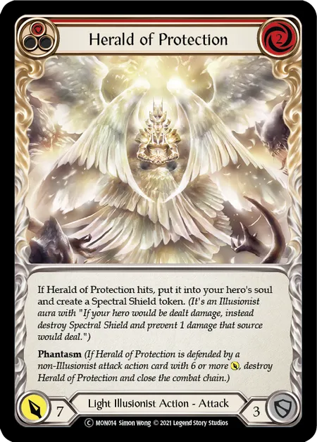 (MON014) Flesh & Blood TCG Monarch - Unlimited Single: Herald of Protection (Red) (Rainbow Foil) Common