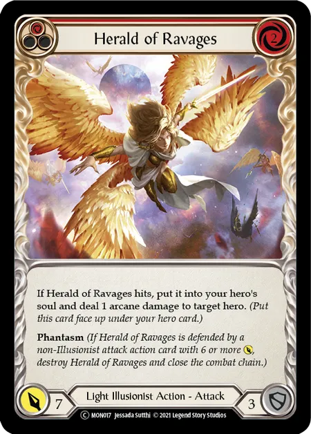 (MON017) Flesh & Blood TCG Monarch - Unlimited Single: Herald of Ravages (Red) (Rainbow Foil) Common