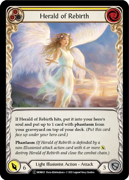 (MON021) Flesh & Blood TCG Monarch - Unlimited Single: Herald of Rebirth (Yellow) (Rainbow Foil) Common