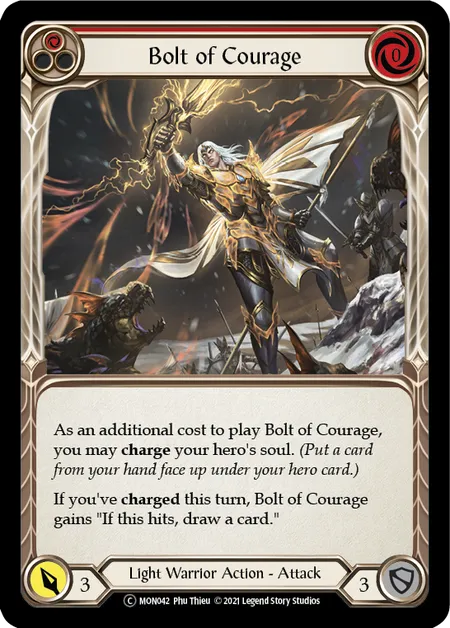 (MON042) Flesh & Blood TCG Monarch - Unlimited Single: Bolt of Courage (Red) (Regular) Common