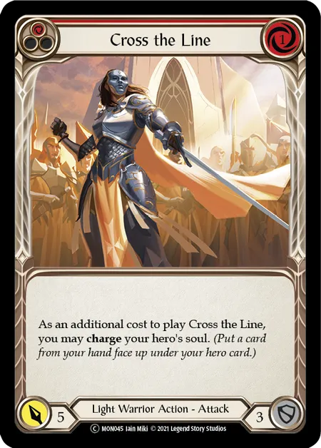 (MON045) Flesh & Blood TCG Monarch - Unlimited Single: Cross the Line (Red) (Regular) Common