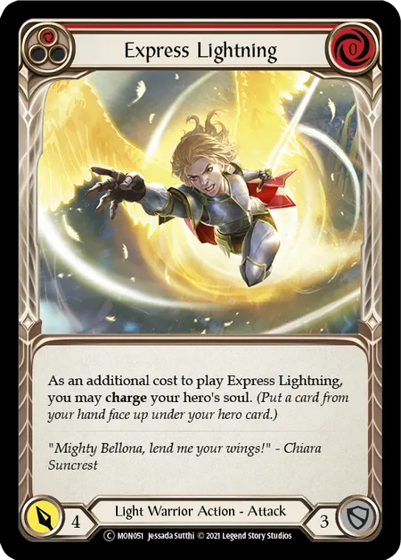 (MON051) Flesh & Blood TCG Monarch - Unlimited Single: Express Lightning (Red) (Rainbow Foil) Common