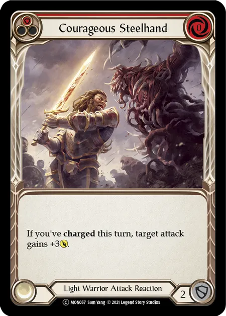 (MON057) Flesh & Blood TCG Monarch - Unlimited Single: Courageous Steelhand (Red) (Regular) Common