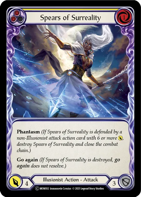 (MON102) Flesh & Blood TCG Monarch - Unlimited Single: Spears of Surreality (Yellow) (Regular) Common