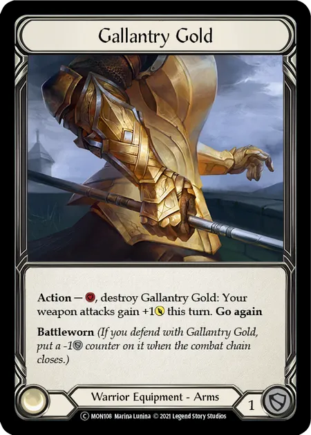 (MON108) Flesh & Blood TCG Monarch - Unlimited Single: Gallantry Gold (Rainbow Foil) Common