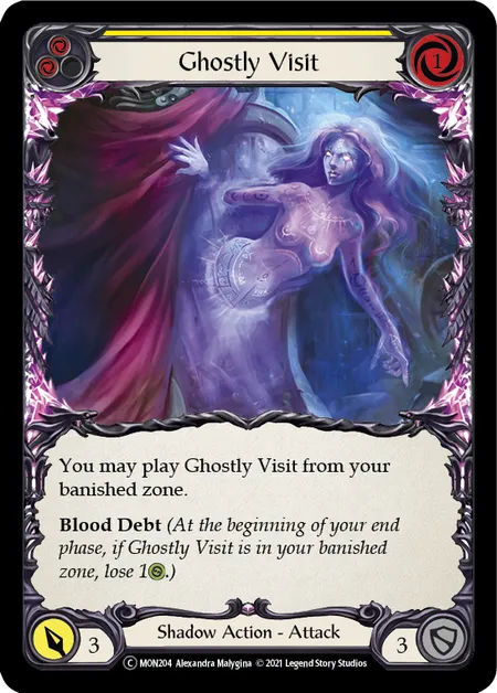 (MON204) Flesh & Blood TCG Monarch - Unlimited Single: Ghostly Visit (Yellow) (Regular) Common