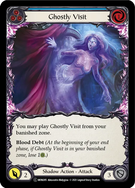 (MON205) Flesh & Blood TCG Monarch - Unlimited Single: Ghostly Visit (Blue) (Regular) Common