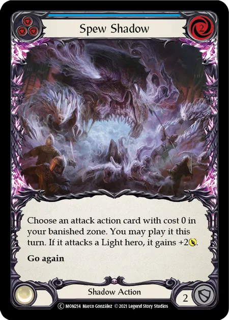 (MON214) Flesh & Blood TCG Monarch - Unlimited Single: Spew Shadow (Blue) (Rainbow Foil) Common