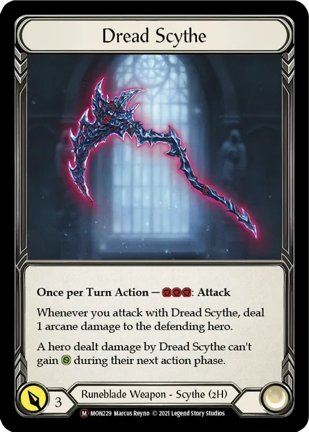 (MON229) Flesh & Blood TCG Monarch - Unlimited Single: Dread Scythe (Rainbow Foil) Majestic