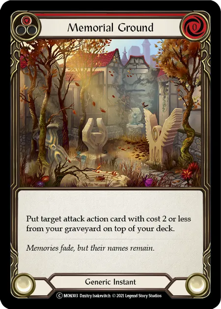 (MON303) Flesh & Blood TCG Monarch - Unlimited Single: Memorial Ground (Red) (Rainbow Foil) Common