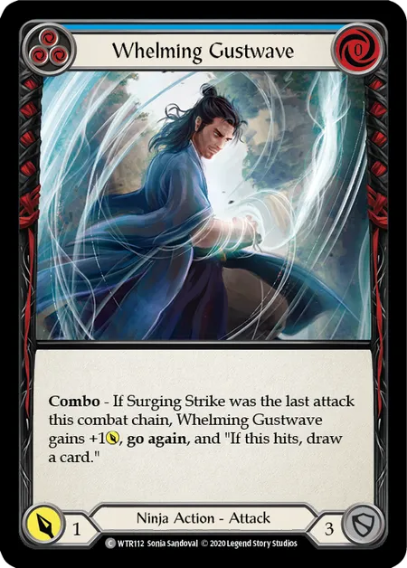 (WTR112) Flesh & Blood TCG Welcome to Rathe - Unlimited Single: Whelming Gustwave (Blue) (Rainbow Foil) Common