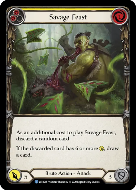 (WTR015) Flesh & Blood TCG Welcome to Rathe - Unlimited Single: Savage Feast (Yellow) (Regular) Rare