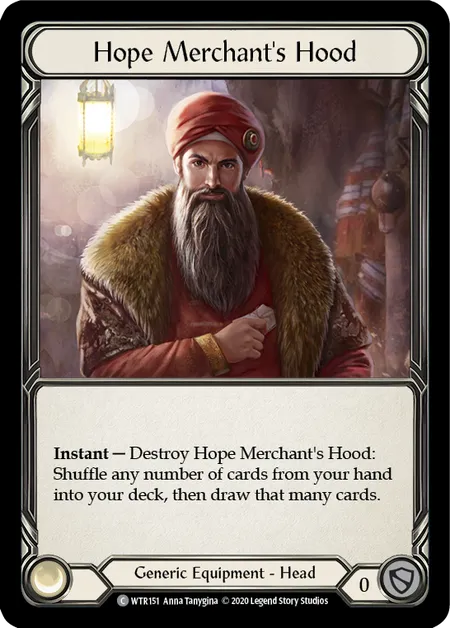 (WTR151) Flesh & Blood TCG Welcome to Rathe - Unlimited Single: Hope Merchant's Hood (Regular) Common