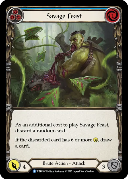 (WTR016) Flesh & Blood TCG Welcome to Rathe - Unlimited Single: Savage Feast (Blue) (Rainbow Foil) Rare
