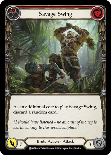 (WTR020) Flesh & Blood TCG Welcome to Rathe - Unlimited Single: Savage Swing (Red) (Rainbow Foil) Common