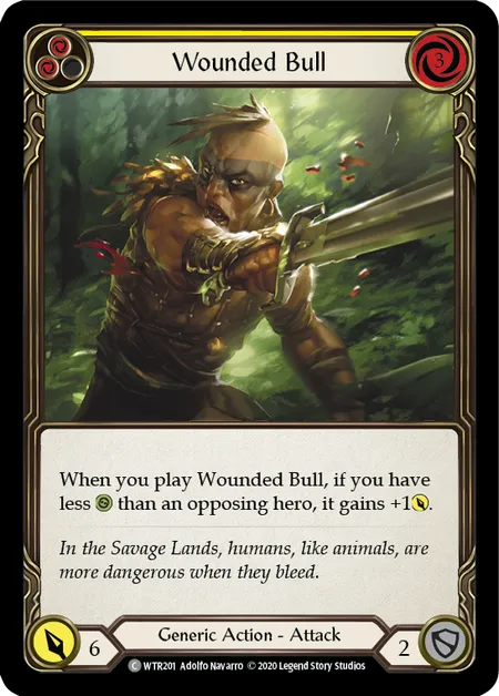 (WTR201) Flesh & Blood TCG Welcome to Rathe - Unlimited Single: Wounded Bull (Yellow) (Rainbow Foil) Common