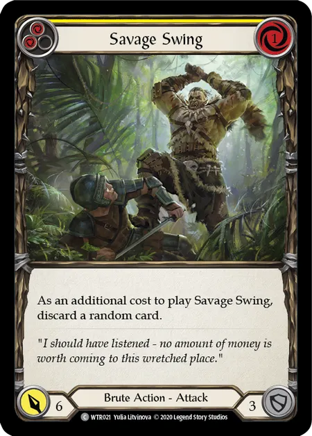 (WTR021) Flesh & Blood TCG Welcome to Rathe - Unlimited Single: Savage Swing (Yellow) (Regular) Common