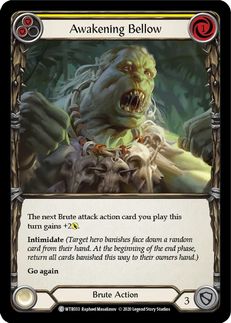 (WTR033) Flesh & Blood TCG Welcome to Rathe - Unlimited Single: Awakening Bellow (Yellow) (Rainbow Foil) Common