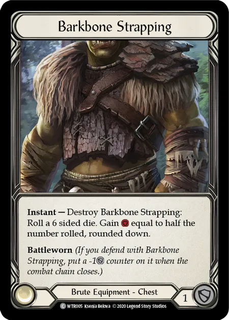 (WTR005) Flesh & Blood TCG Welcome to Rathe - Unlimited Single: Barkbone Strapping (Rainbow Foil) Common