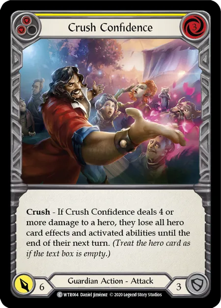 (WTR064) Flesh & Blood TCG Welcome to Rathe - Unlimited Single: Crush Confidence (Yellow) (Rainbow Foil) Common