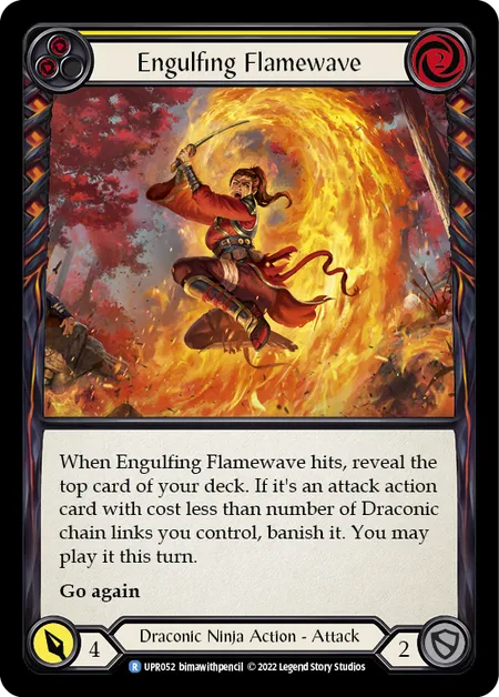 (UPR052) Flesh & Blood TCG Uprising Single: Engulfing Flamewave (Yellow) (Rainbow Foil) Rare
