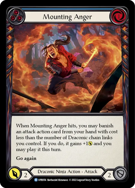 (UPR056) Flesh & Blood TCG Uprising Single: Mounting Anger (Blue) (Rainbow Foil) Rare