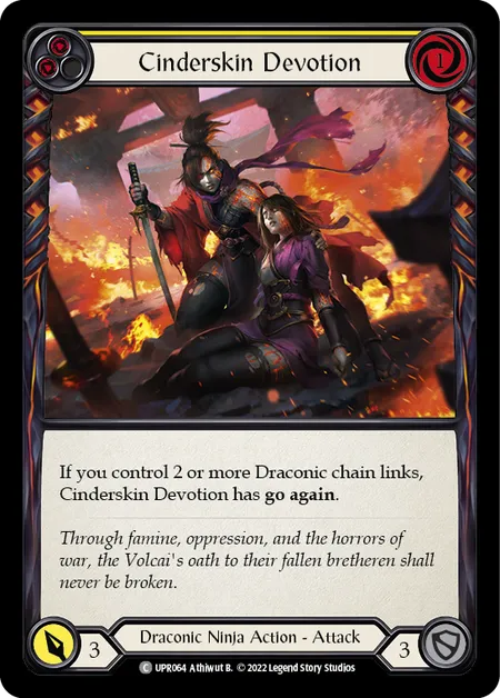 (UPR064) Flesh & Blood TCG Uprising Single: Cinderskin Devotion (Yellow) (Regular) Common