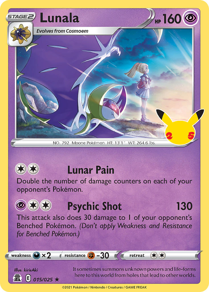 (015/025) Pokemon TCG Celebrations Single: Lunala Holo Rare