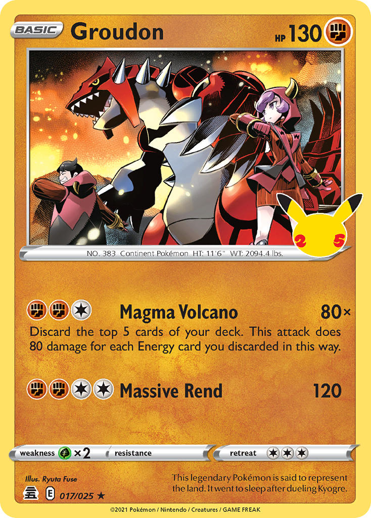 (017/025) Pokemon TCG Celebrations Single: Groudon Holo Rare