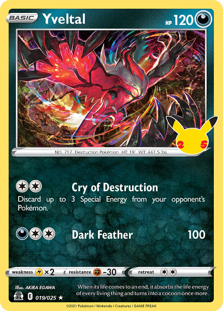 (019/025) Pokemon TCG Celebrations Single: Yveltal Holo Rare