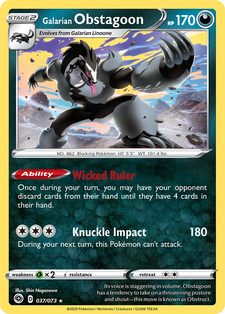 (037/073) Pokemon TCG Champion������s Path Single: Galarian Obstagoon Holo Rare