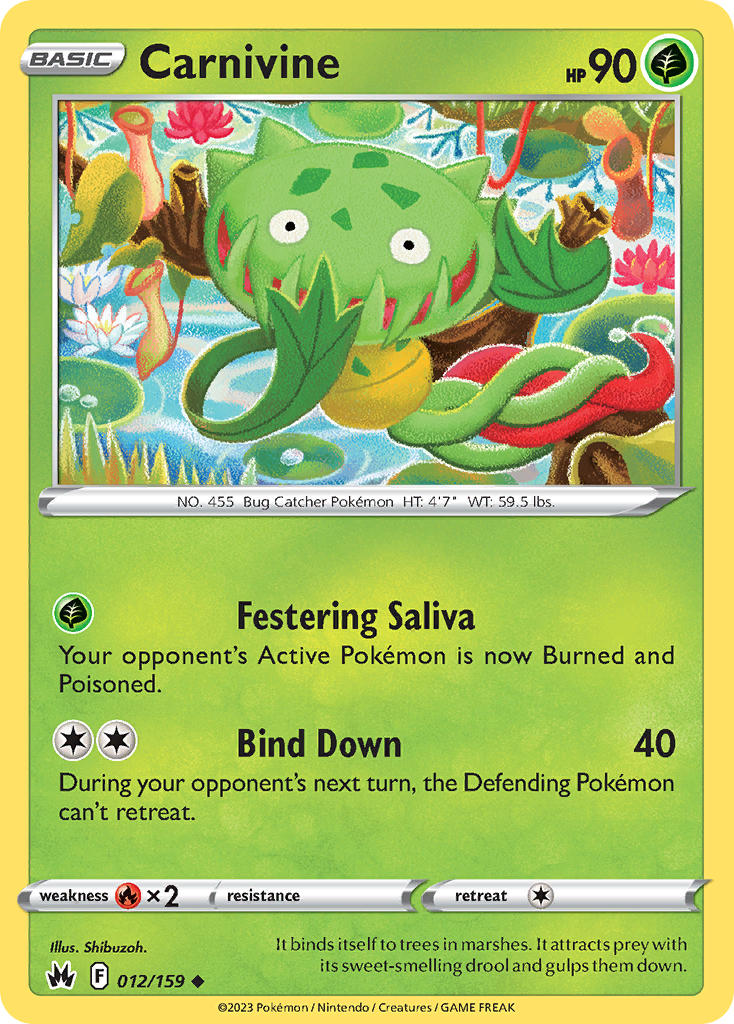 (012/159) Pokemon TCG Crown Zenith Single: Carnivine Uncommon