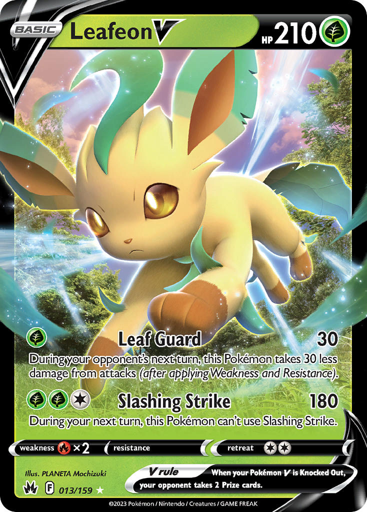 (013/159) Pokemon TCG Crown Zenith Single: Leafeon V Ultra Rare